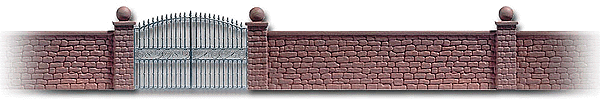 Image for 189-6014 Stone wall w/metal gate