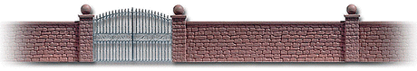 Image for 189-6014 Stone wall w/metal gate