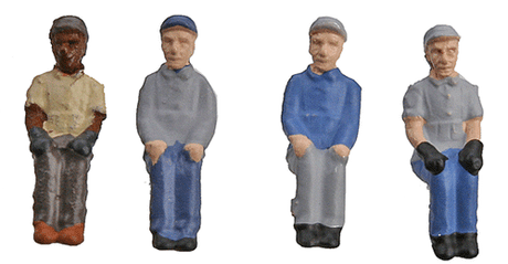 BLI 1006 Engineer & Fireman Figure Sets (Press Fit or Glue for All BLI Engines) Style A, B, C & D pkg(4) HO Scale