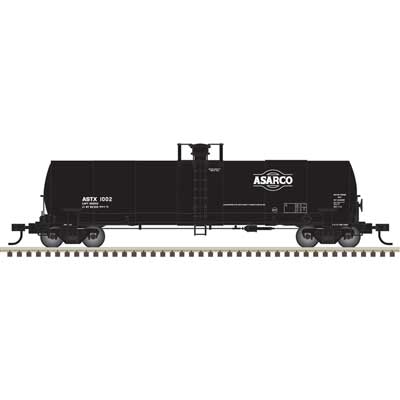 Atlas 20007565 ACF 17,360-Gallon Tank Car - Ready to Run - Master(R) -- ASARCO ASTX #1007 (black, white) HO Scale