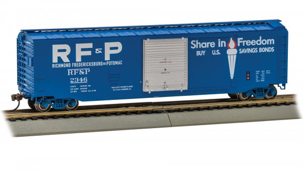 Bachmann 19412 50' Sliding Door Boxcar (US Saving Bonds) - Richmond Fredericksburg & Potomac® #2346 (with roofwalk) HO Scale