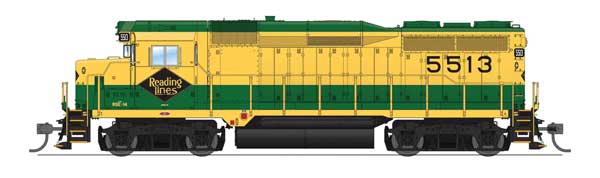 Broadway Limited 9155 EMD GP30 Low Nose - Standard DC - Stealth -- Reading #5513 (yellow, green) HO Scale