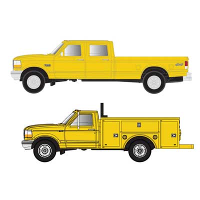 ATLAS 60000150 1990s Ford F-250 - F-350 Pickup/Work Truck Set Safety Yellow N Scale