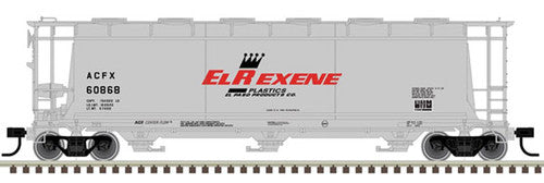 ATLAS 20004365 ACF 3-Bay Cylindrical Hopper - El Rexene Plastics #60868 (gray, red, black) HO Scale