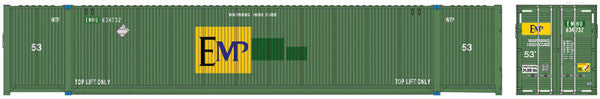 ATLAS 50005944 53' Jindo-CIMC Corrugated Container 3-Pack EMP Set 1 634509, 634524, 634725 (green, Large Side Logo) N Scale