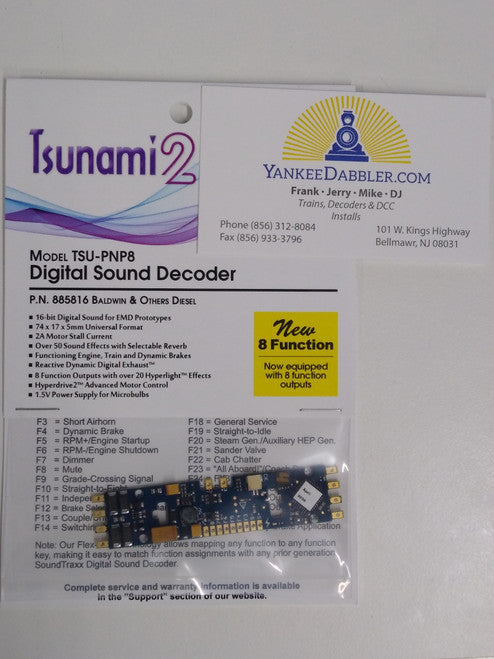 Soundtraxx 885816 Tsunami 2 Diesel Baldwin & Others Set, 8-Function, PNP TSU-PNP (2 Amp) Digital Sound Decoders   (Scale=HO) Replaces 885016