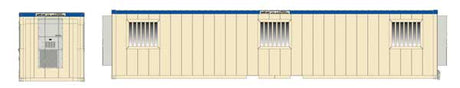 Atlas 70000234 40' Mobile Office Container - Assembled Mobile Mini (tan, blue) N Scale