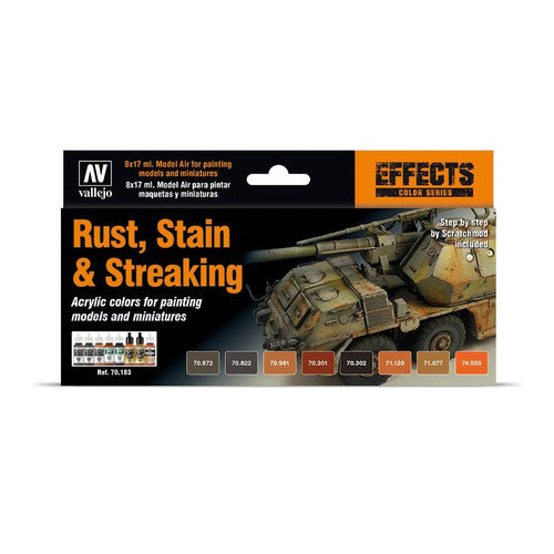 Vallejo 70.183 Weathering Set - Rust, Stain & Streaking 70183 - All Scales