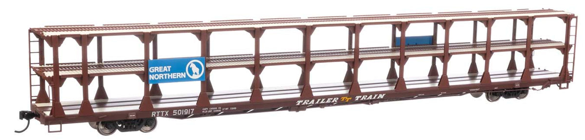 Walthers 8211 89' Flatcar w/Tri-Level Open Auto Rack - Ready to Run ...