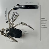 Professional Repair Station with LED Magnifier - Adjustable Folding Arm & Heavy-Duty Base, Magnifying Glass PCB Holder, Welding Tool - Magnification for Electronics/Watchmaking - Battery-Powered ALL Scale