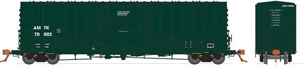 Rapido 137006-3 Class B-100-40 Plug-Door Boxcar Amtrak (green) #70021 HO Scale