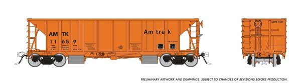 Rapido 158007 NSC Ballast Hopper Amtrak (orange, black) #11659 HO Scale