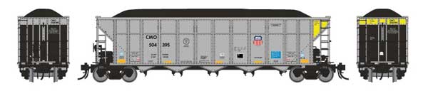 Rapido 169023 AutoFlood III Rapid Discharge Coal Hopper Amtrak (silver, yellow, black, Shield Logo) #504386 HO Scale