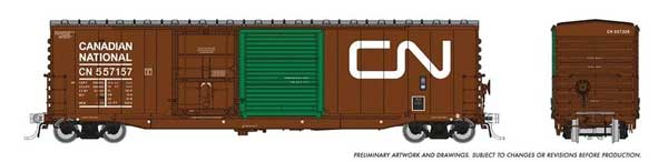 Rapido 173001 NSC 5304 Plug & Sliding Door Boxcar CN Canadian National (As-Delivered, Boxcar Red, green door, Noodle Logo) #557353 HO Scale