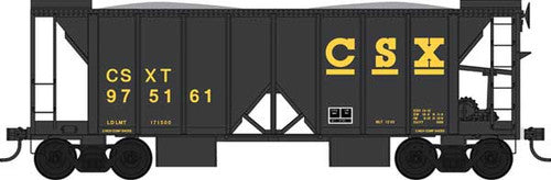 Bowser 42798 70-Ton 2-Bay Ballast Hopper with Side Chutes (Ballast Gates) - CSX 975149 (Built 12-53, black, yellow)  HO Scale