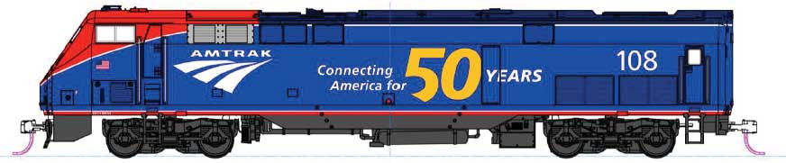 Kato 176-6037 GE P42 Genesis Amtrak #108 (Phase VI, blue, red, white, 50th Anniversary Logo) Standard DC N Scale