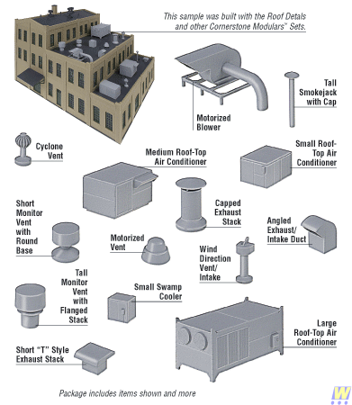 Walthers 933-3733 Roof Details - Kit  (Scale=HO) Cornerstone Part#933-3733