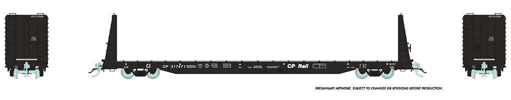 Rapido 147002 Marine Industries Bulkhead Flatcar CP Canadian Pacific (black) #317502 HO Scale