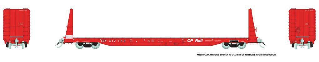 Rapido 147001 Marine Industries Bulkhead Flatcar CP Canadian Pacific (Action Red) #317099 HO Scale