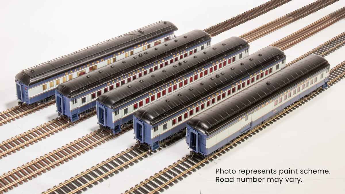 Broadway Limited 9713 Heavyweight 5-Car Combine, 3 P70 Coach, Business Car Set - Ready to Run -- Baltimore & Ohio (blue, gray, black) HO Scale