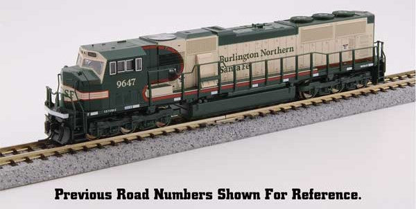 Kato 176-6503 SD70MAC BNSF Burlington Northern Santa Fe #9647 (Early Merger Warbonnet, cream, green) Standard DC N Scale