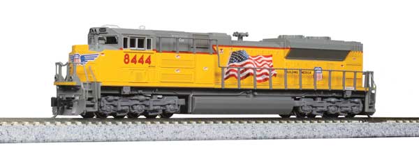 Kato 176-8438 SD70ACe UP - Union Pacific #8497 (Armour Yellow, gray; "Building America" Logo, U.S. Flag) Standard DC N Scale