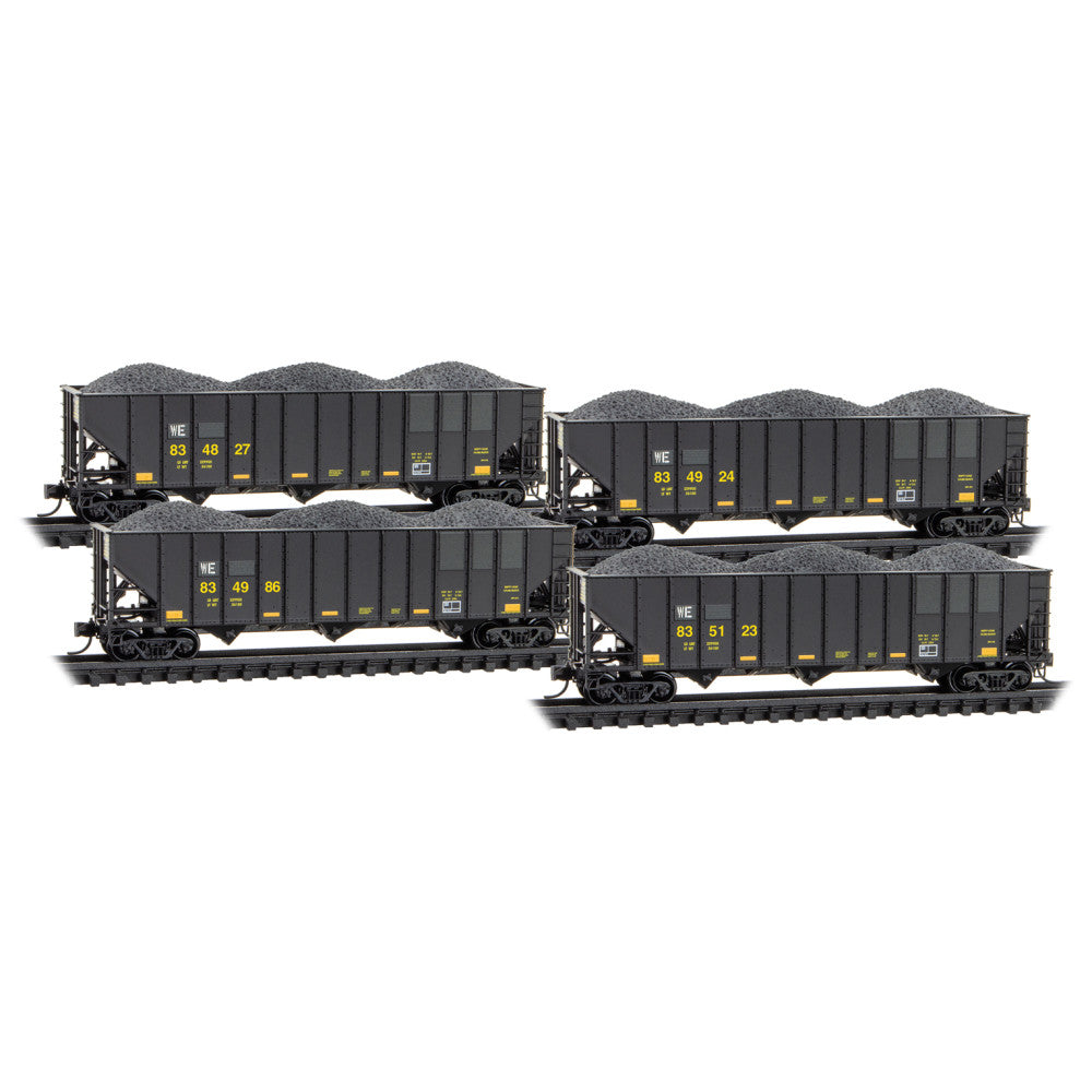 Micro-Trains 983 00 235 100-Ton 3-Bay Open Hoppers - Wheeling & Lake Erie/ex-CSX® 4-Car Runner Pack N Scale