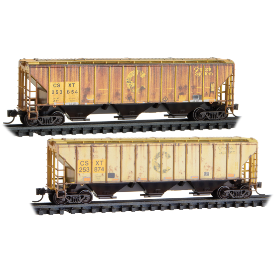 Micro-Trains 983 05 096 2-Bay Covered Hoppers - CSX Weathered 2-Pack N Scale