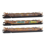 Micro-Trains 983 02 262 70' Husky Stack Well Cars - TTX Weathered Well Car 3-Pack N Scale