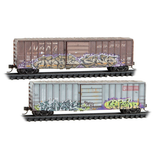 Micro-Trains 983 05 091 50' Rib Side Boxcars - Ferrocarril del Sureste Weathered 2-Pack N Scale