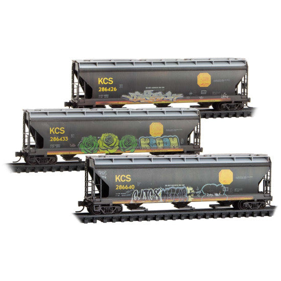 Micro-Trains 983 05 097 3-Bay Covered Hoppers - KCS Weathered 3-Pack N Scale