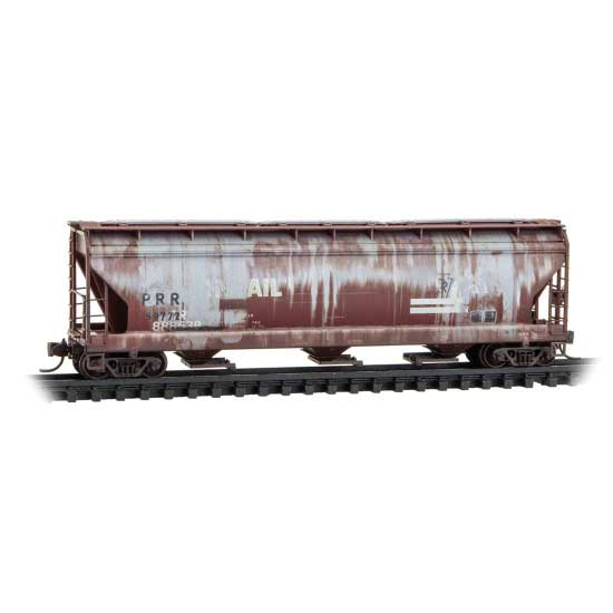 Micro-Trains 983 05 102 ACF 3-Bay Center Flow Covered Hopper w/Elongated Hatches 2-Pack Conrail #888538, 888237 (Weathered, Boxcar Red, white) N Scale