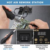 600W 2-in-1 Digital Soldering Station - Temperature Adjustable Soldering Iron And Hot Air Gun for PCB IC Rework Repair - Advanced Soldering Tools for Electronics Hobbyists And Professionals ALL Scale