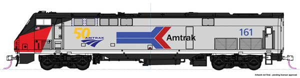 Kato 37-6114 GE P42 - Amtrak (50th Anniversary Scheme, Phase I, silver, red, black, blue) Standard DC HO Scale