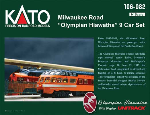 Kato 106-082 Milwaukee Road Olympian Hiawatha 9-Car Passenger Set - Post-1952 Version N Scale