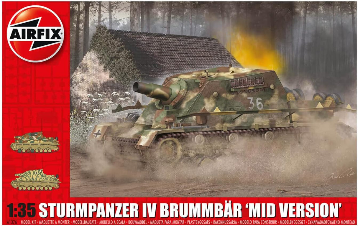 Airfix A1376 Sturmpanzer IV Brummbar Mid Version Tank 1:35 WWII Military Tank Plastic Model Kit