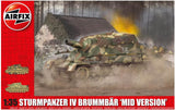 Airfix A1376 Sturmpanzer IV Brummbar Mid Version Tank 1:35 WWII Military Tank Plastic Model Kit