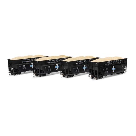 Athearn ATH-1279 40' Wood Chip Hopper with Load, B&M Boston & Maine #7502 / 7505 / 7514 / 7519 4 Pack HO Scale