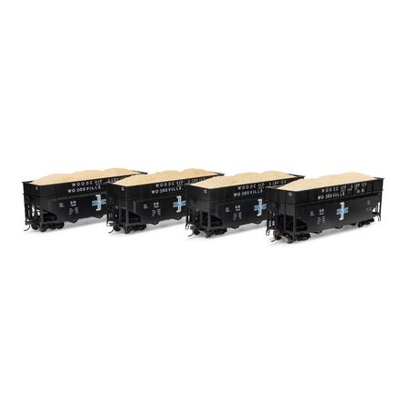 Athearn ATH-1281 40' Wood Chip Hopper with Load, B&M Boston & Maine #7503 / 7508 / 7510 / 7516 4 Pack HO Scale