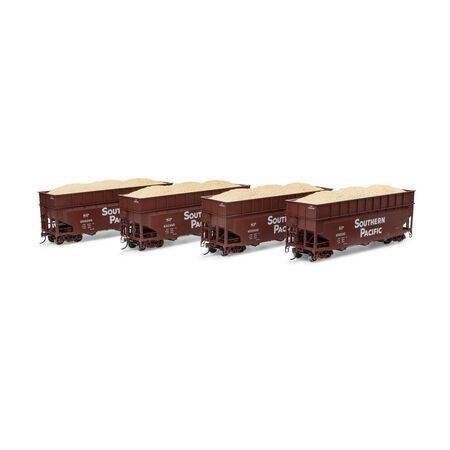 Athearn ATH-1284 40' Wood Chip Hopper with Load, SP Southern Pacific #450000 / 450132 / 450268 / 450485 4 Pack HO Scale