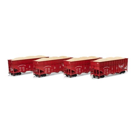 Athearn ATH-1288 40' Wood Chip Hopper with Load, GM&O Gulf Mobile & Ohio #82519 / 82521 / 82533 / 82548 4 Pack HO Scale