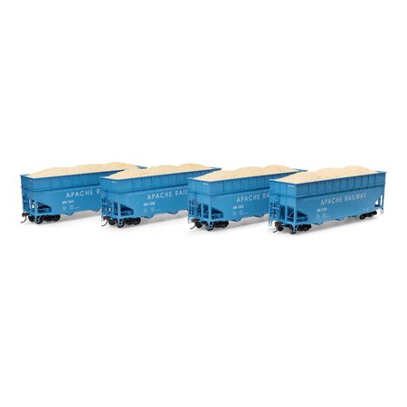 Athearn ATH-1291 40' Wood Chip Hopper with Load, APA Apache Railway #1215 / 1222 / 1238 / 1241 4 Pack HO Scale
