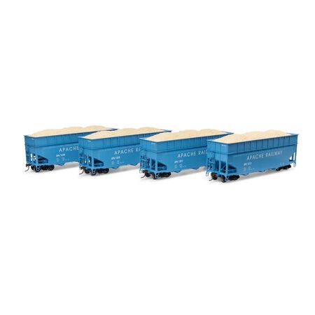 Athearn ATH-1292 40' Wood Chip Hopper with Load, APA Apache Railway #1201 / 1212 / 1226 / 1249 4 Pack HO Scale