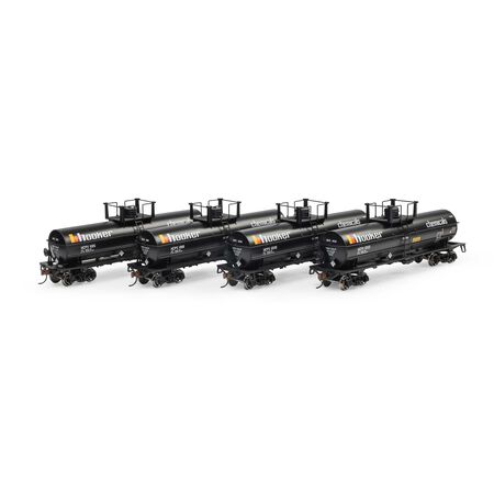 Athearn ATH-1306 42' Chemical Tank 4 Pack, HCPX Hooker Chemicals #1195 / 1198 / 1202 / 1206 HO Scale