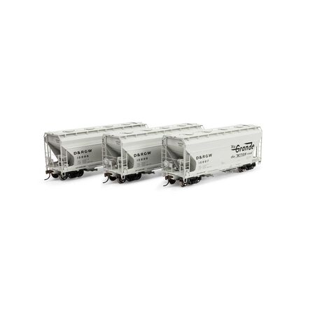 Athearn ATH-1685 ACF 2970 Covered Hopper 3 Pack, DRGW #15996/15997/15999 HO Scale