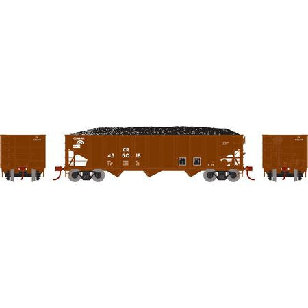 Athearn ATH15150 CR - Conrail #435018 - 40' 3-Bay Ribbed Hopper with Load HO Scale