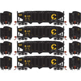 Athearn ATH15154 B&O - Chessie - 4 Pack - 40' 3-Bay Ribbed Hopper with Load HO Scale