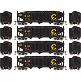 Athearn ATH15155 B&O - Chessie - 4 Pack - 40' 3-Bay Ribbed Hopper with Load HO Scale