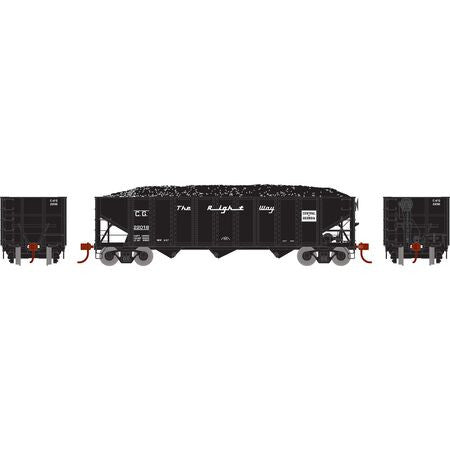 Athearn ATH15159 CG Central Georgia #22018 - 40' 3-Bay Ribbed Hopper with Load HO Scale