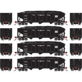 Athearn ATH15160 CG Central Georgia - 4 Pack - 40' 3-Bay Ribbed Hopper with Load HO Scale